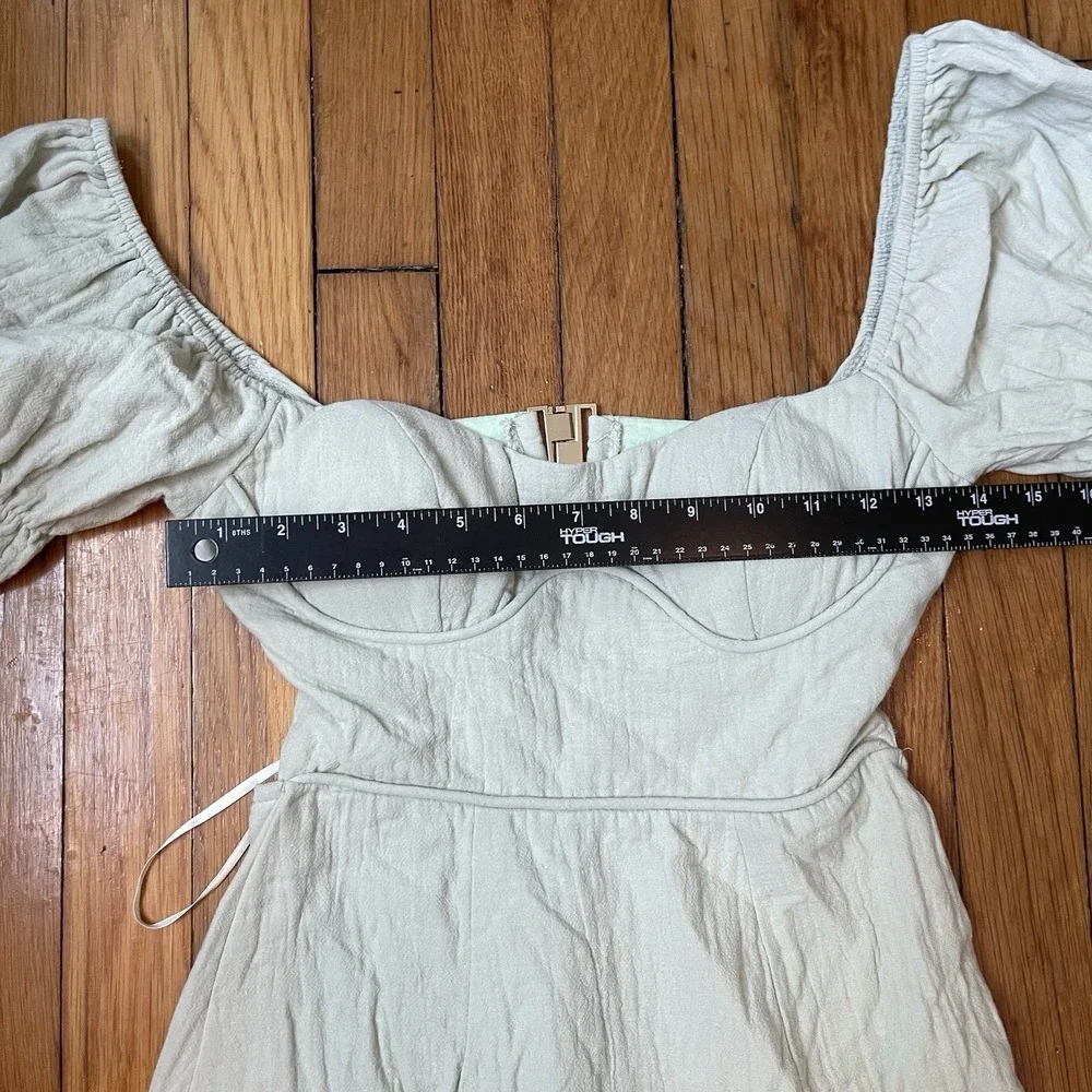 American Threads XS Cotton Mini Dress Milkmaid Babydoll 90s Cut Out Back